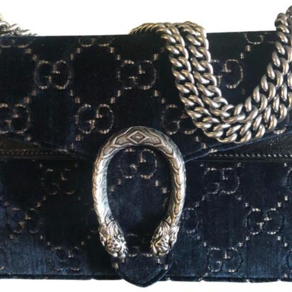 Gucci Dionysus Shoulder Chain Bag GG Velvet Tiger Snake Crossbody Teal Blue NWT